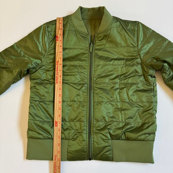 Lululemon Non Stop Shell Bomber Jacket Sz 8 Green Reversible EUC Water Repellent - Picture 13 of 13